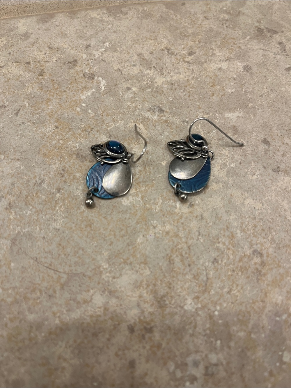 Blue and Silver Dangle Earrings